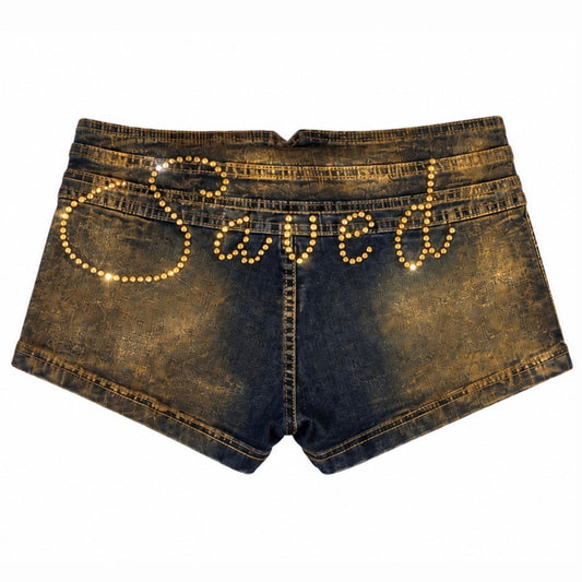 ‘SAVED’ y2k shorts